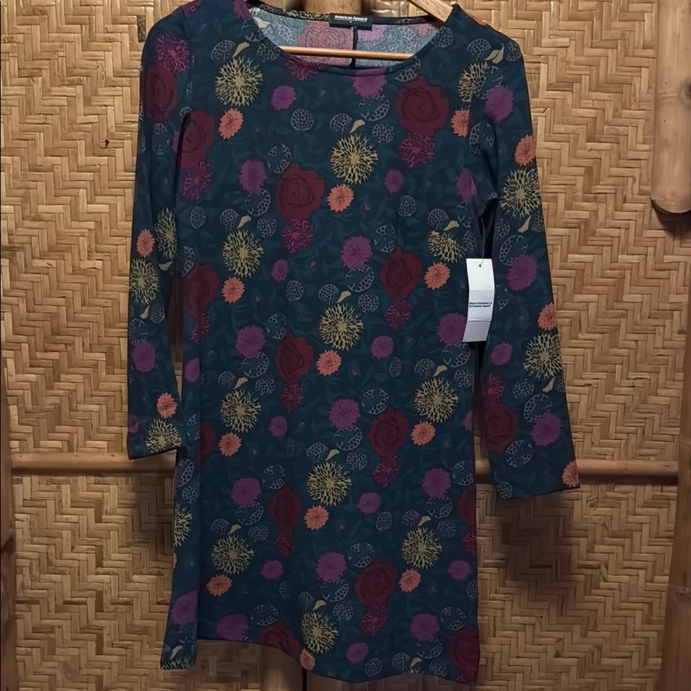 American Apparel Floral Long Sleeve Mini Dress Medium